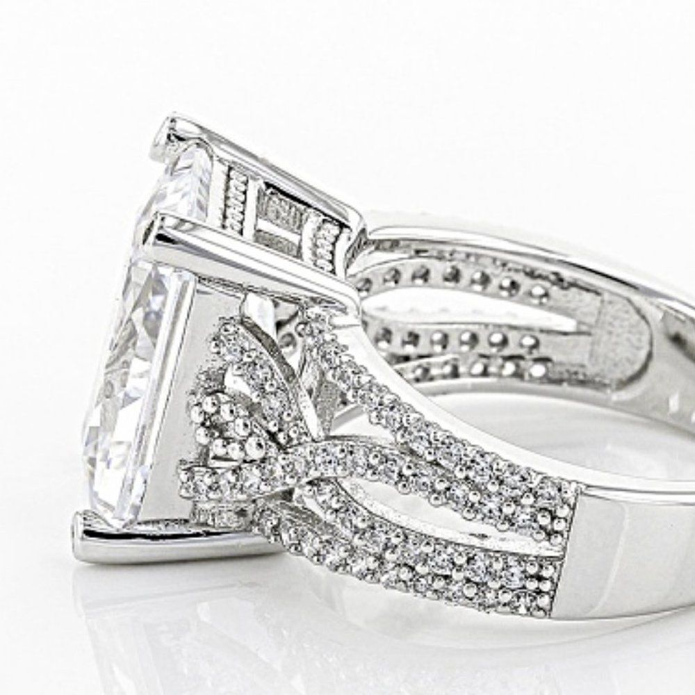 Charles Winston 16.14ctw Rectangular Octagonal & Round Rhodium over silver ring - Picture 8 of 9